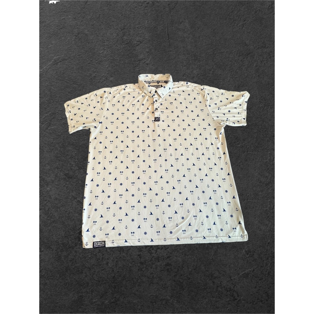 Dixxon Polo Shirt Mens 2XL White Nautical Print D-Sport Short Sleeve
